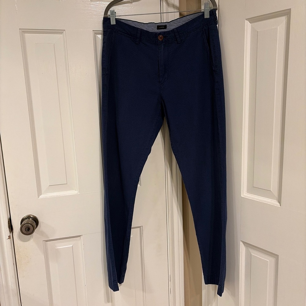 J.Crew Mens Urban Slim Fit Chino Pants Navy Blue 32x32 Textured Cotton